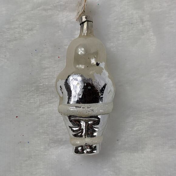 Vtg Mercury Glass Christmas Ornament Eskimo Inuit Czech Mouth Blown Original Tag - Picture 3 of 11